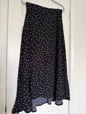 SHEIN Black and White Polka Dot Maxi Skirt